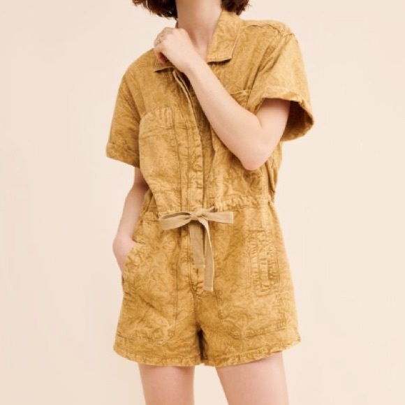 NWOT FREE PEOPLE Rhodes Chino Romper in Neutral size Large - Picture 5 of 7